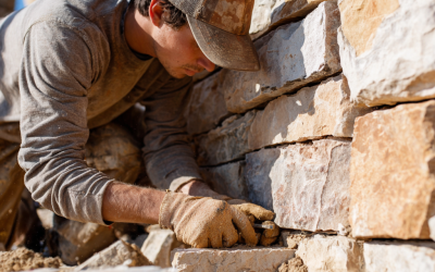 masonry contractor installing stone blocks in Waco, TX